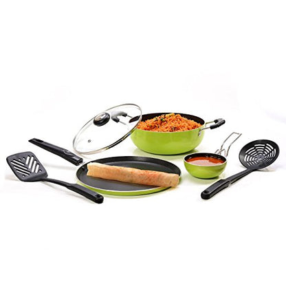 Sumeet Six Pix Nonstick Gift Set (Dosa Tawa:11 in, Tadka Pan:150 Ml and Kadhai with Glass Lid: 2 Liters)