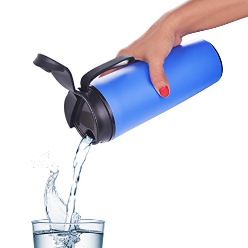 Sumeet ABS + Stainless Steel Spill Free Magical Water Bottle with Vcaccume Grip Mechanism - 500 Ml (Blue Colour)