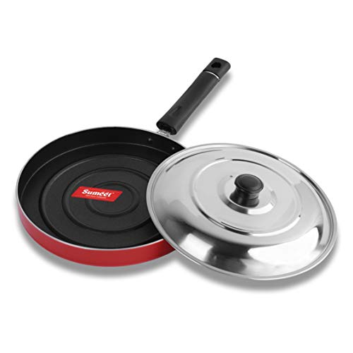 Red Non Stick Pizza Pan with Stainless Steel Lid