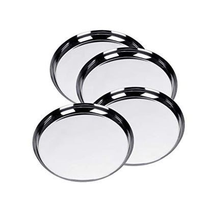 Sumeet Stainless Steel Apple Shape Heavy Gauge Snack Plates with Mirror Finish -22.8Cm Dia - Set of 4 Pcs