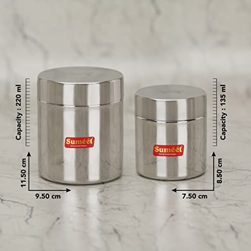 Sumeet Stainless Steel Small Canisters/Jars/Ubha Dabba/Storage Containers Set