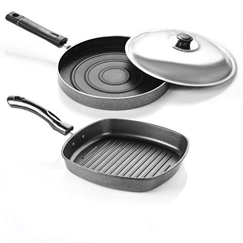 Sumeet Nonstick Funky Junior Combo Gift Set 1 Grill Pan, 1 Pizza Pan with S. S. Lid