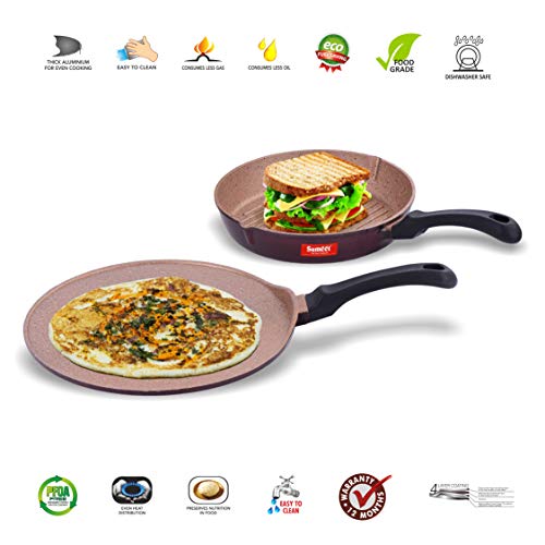 Sumeet Nonstick Granite Finish EXIGO Set (Tawa 30.5cm Dia + Round Grill Pan 25.5cm Dia)