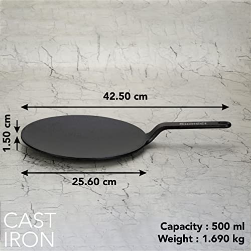 Pre Seasoned Cast Iron Concave Tawa with Handle