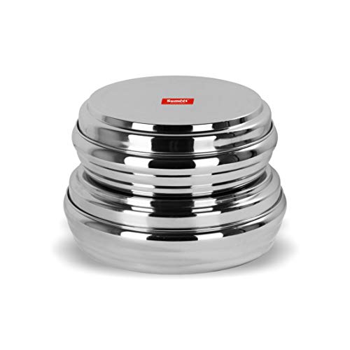 Sumeet Stainless Steel Ring Shape Flat Canisters Set of 2 Pc (Capacity - 2Ltr, 2.5Ltr)