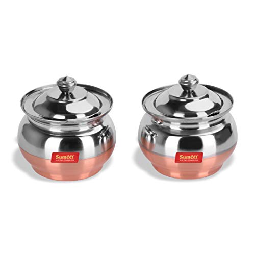 Sumeet Stainless Steel + Copper Bottom 2 Pc Ghee Pot Set - Capacity 300Ml, Dia - 7.5cm (Each)