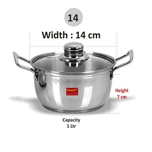 Sumeet Stainless Steel Induction Bottom (Encapsulated Bottom) Induction & Gas Stove Friendly Conical Shape Casserole