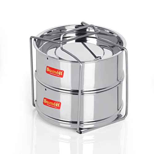 Sumeet Stainless Steel Deep Stakable Container/Separator with Lid and Lifter Suitable for 3 LTR Outer Lid Cooker