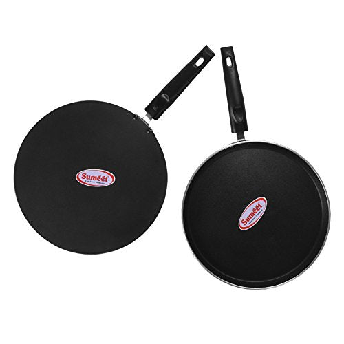 Sumeet 4mm Nonstick Heavy Dosa Tawa and Heavy Concave Tawa 2pcs Combo Set.