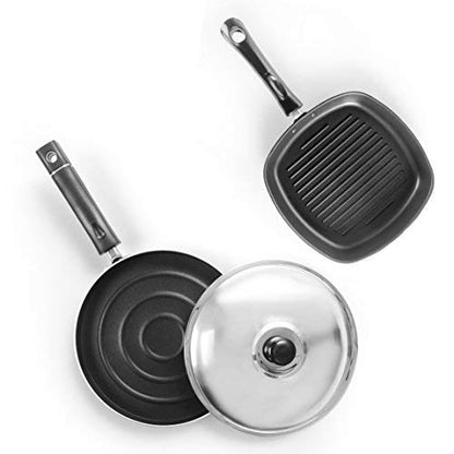 Sumeet Nonstick Funky Junior Combo Gift Set 1 Grill Pan, 1 Pizza Pan with S. S. Lid