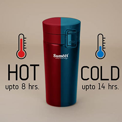 Sumeet Stainless Steel Vacuum Hot & Cold Travel Mug / Tumbler for Drinks,Tea and Coffee, 350ML, Pack of 1, Black