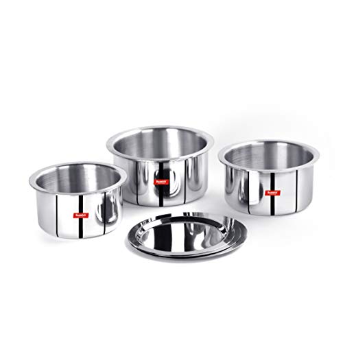 Sumeet 3mm Induction Bottom Aluminium Tope with Stainless Steel Lid - Set of 3 Pcs, (2Ltr, 2.5Ltr, 3Ltr)