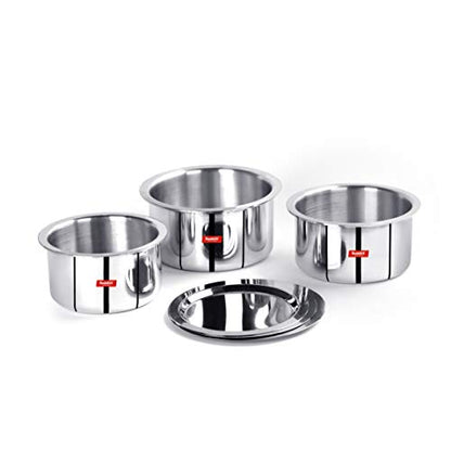 Sumeet 3mm Induction Bottom Aluminium Tope with Stainless Steel Lid - Set of 3 Pcs, (1.5Ltr, 2Ltr, 2.5Ltr)