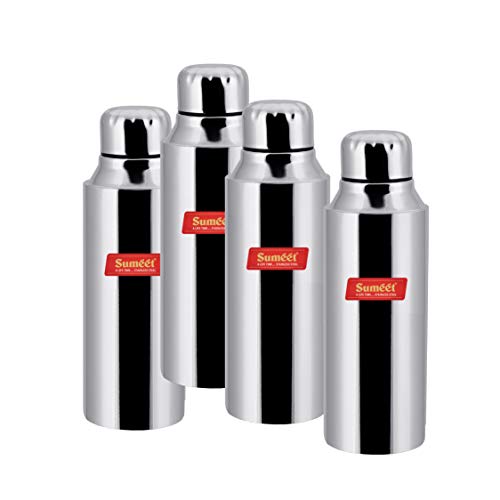 Sumeet Stainless Steel Airtight and Leak Proof Fridge Water Bottle 750Ml, Set of 4pc