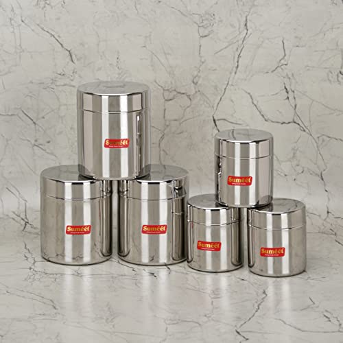 Sumeet Stainless Steel Small Canisters/Jars/Ubha Dabba/Storage Containers Set