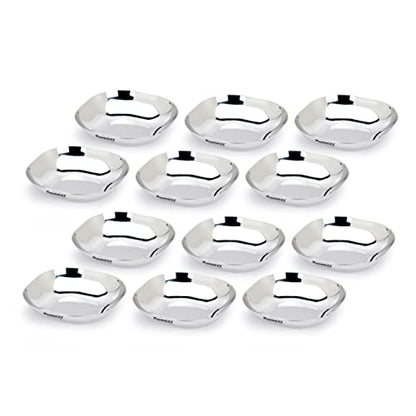 Sumeet Stainless Steel Small Apple Square Shape Plate/Dessert Plate/Halwa Plate Set of 12pcs, 10.5cm Dia, 170ML Each - Silver