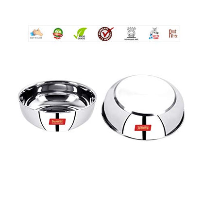 Sumeet Stainless Steel Induction Bottom (Encapsulated Bottom) Induction & Gas Stove Friendly Tasra Set of 2