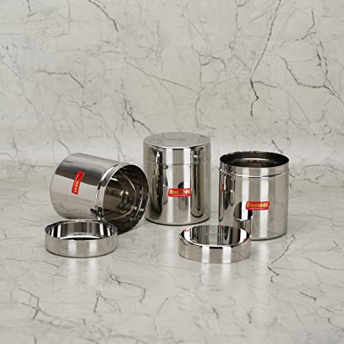 Sumeet Stainless Steel Small Canisters/Jars/Ubha Dabba/Storage Containers Set