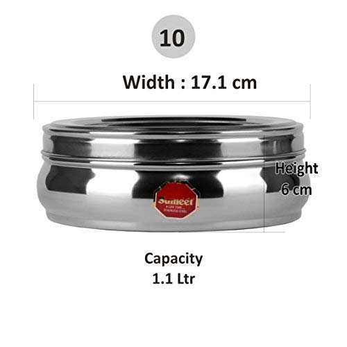 Sumeet Stainless Steel Belly Shape Masala (Spice) Box/Dabba/Organiser with See Through Lid with 7 Containers and Small Spoon