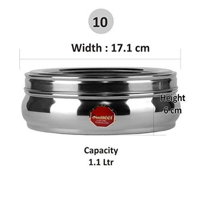 Sumeet Stainless Steel Belly Shape Masala (Spice) Box/Dabba/Organiser with See Through Lid with 7 Containers and Small Spoon