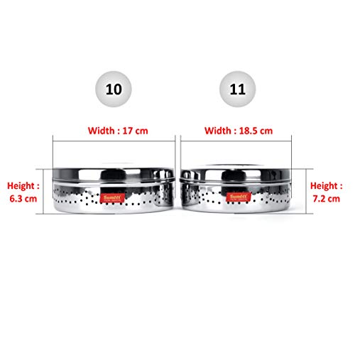 Sumeet Stainless Steel Hole Puri Dabbas/Sprout Maker/Flat Canisters with Air Ventilation Size
