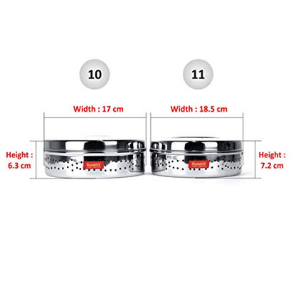 Sumeet Stainless Steel Hole Puri Dabbas/Sprout Maker/Flat Canisters with Air Ventilation Size