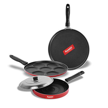 Sumeet 2.6mm Thick Non-Stick Rory Combo Set (Dosa Tawa – 26.5cm Dia + Multi Snack Maker – 26.5cm Dia + Pizza Pan – 23cm Dia)