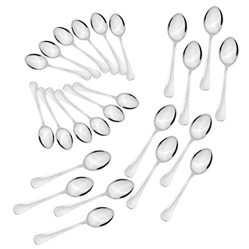 Sumeet Stainless Steel Premium Quality Spoon Set of 24 Pc (Baby/Medium Spoon 12 Pc (16cm L), Dessert/Table Spoon 12 Pc (18.5cm L))– (1.6mm Thick)