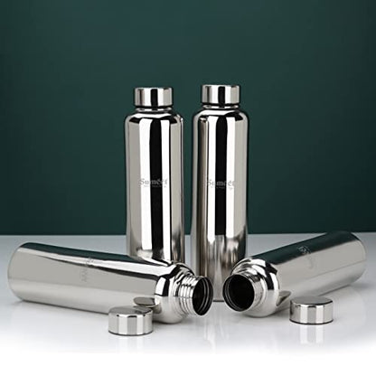 Sumeet Stainless Steel Jointless Akhand Leak-Proof Water Bottle / Fridge Bottle - 1000ML Set of 4, Silver
