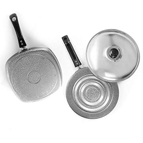 Sumeet Nonstick Funky Junior Combo Gift Set 1 Grill Pan, 1 Pizza Pan with S. S. Lid