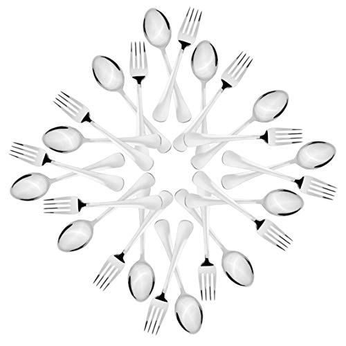 Sumeet Stainless Steel Premium Quality Spoon and Fork Set of 24 Pc (Dessert/Table Spoon 12 Pc (18.5cm L), Dessert/Table Fork 12 Pc (18.2cm L))– (1.6mm Thick)