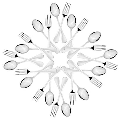 Sumeet Stainless Steel Premium Quality Spoon and Fork Set of 24 Pc (Dessert/Table Spoon 12 Pc (18.5cm L), Dessert/Table Fork 12 Pc (18.2cm L))– (1.6mm Thick)