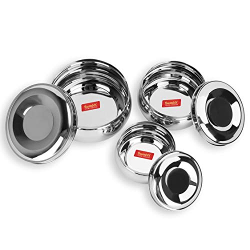 Sumeet Stainless Steel Canisters/storage Containers Set With Lid, 1.1, 1.8, 3 L, 3 Piece (Steel)