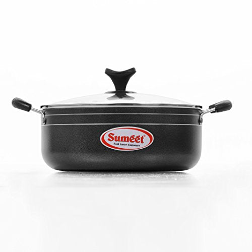 Sumeet 2.6mm Nonstick Casserole with Glass Lid No. -14 24.5cm Dia 3.5 LTR Capacity