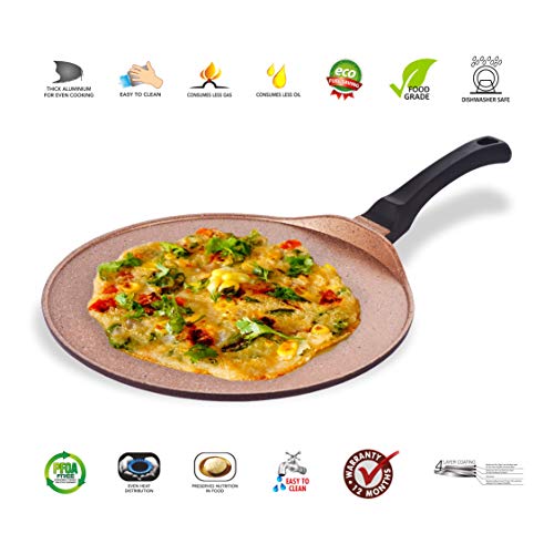 Sumeet Granite Finish NonStick Die Cast 4mm Thick Dosa Tawa - 30.5 cm, Peach Color