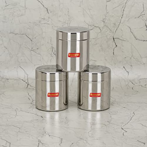 Sumeet Stainless Steel Small Canisters/Jars/Ubha Dabba/Storage Containers Set