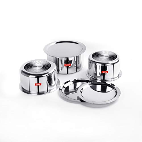 Sumeet 3mm Induction Bottom Aluminium Tope with Stainless Steel Lid - Set of 3 Pcs, (2Ltr, 2.5Ltr, 3Ltr)