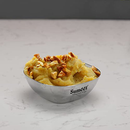 Sumeet Heavy Gauge Stainless Steel Apple Square Bowl/Wati/Katori with Mirror Finish – 9.5cm Dia, Set of 6pc, 200ML Each - Silver