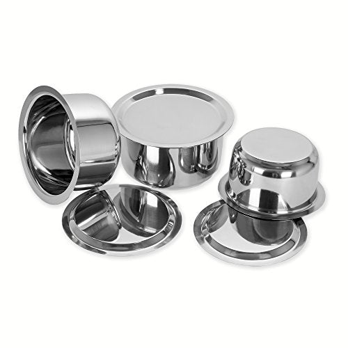 Sumeet Stainless Steel Cookware Set With Lid, 1L , 1.4L, 1.8L, 3 Piece (White)