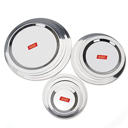 Sumeet Stainless Steel Heavy Gauge Ciba/Lids/Tope/Cheeba Cover Set of 12 Pcs (12.3cm, 13.8cm, 15.5cm, 16.7cm, 18.5cm, 20cm, 21cm, 22.5cm, 24.2cm, 26.2cm, 27.5cm, 28.7cm )