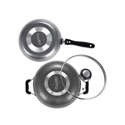 Sumeet NonStick Kumush Cookware Set (Kadhai with Glass Lid -2Ltr - 22Cm Dia + Tapper pan - 0.6Ltr - 20Cm Dia)