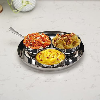 Sumeet Stainless Steel Snack Serve/Namkeen Set of 5PC, Silver