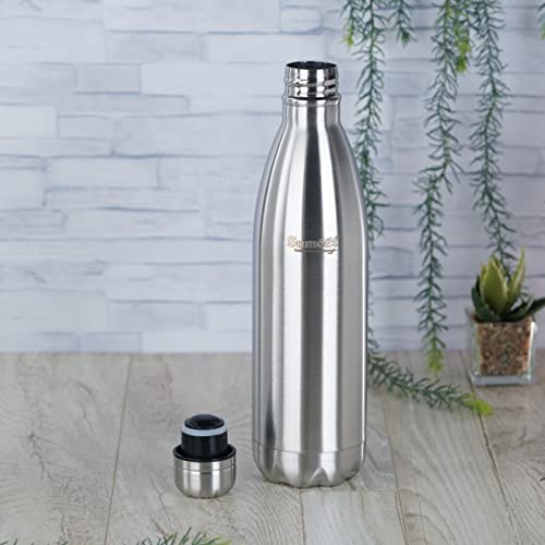 Sumeet Stainless Steel Double Walled Flask / Water Bottle, 24 Hours Hot and Cold, 800 ml, Silver