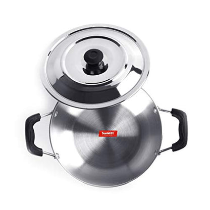 Sumeet 3mm Induction Bottom Aluminium Kadai with S.S. Lid (2.3Ltr, 22.2cm)