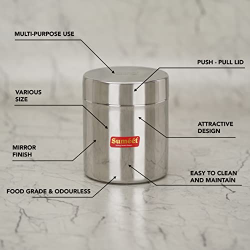 Sumeet Stainless Steel Small Canisters/Jars/Ubha Dabba/Storage Containers Set