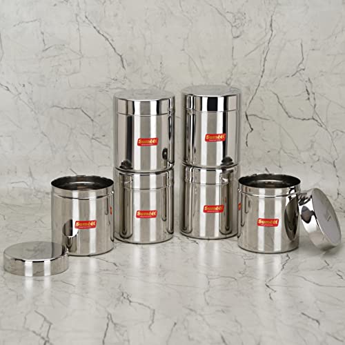 Sumeet Stainless Steel Small Canisters/Jars/Ubha Dabba/Storage Containers Set