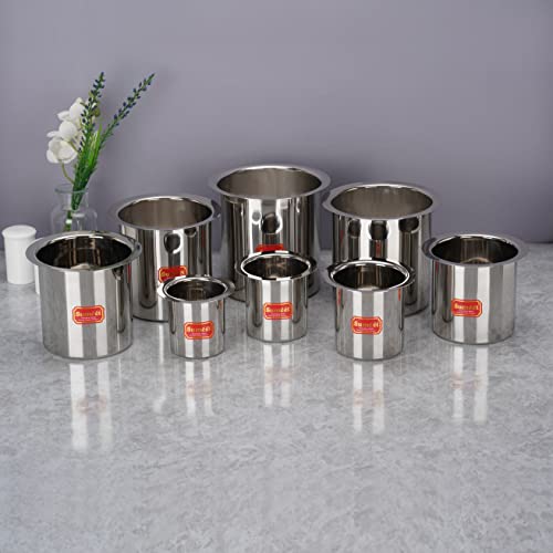 Sumeet Stainless Steel Ganj / Milk Boiler / Milk Pot /Long Tapeli Set of 8 Pieces (400ml, 550ml, 750ml, 1150ml, 1450ml,1800ml, 2250ml, 2700ml), Silver