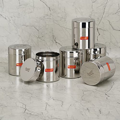 Sumeet Stainless Steel Small Canisters/Jars/Ubha Dabba/Storage Containers Set