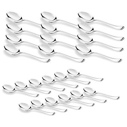 Sumeet Stainless Steel Premium Quality Spoon Set of 24 Pc (Baby/Medium Spoon 12 Pc (16cm L), Dessert/Table Spoon 12 Pc (18.5cm L))– (1.6mm Thick)