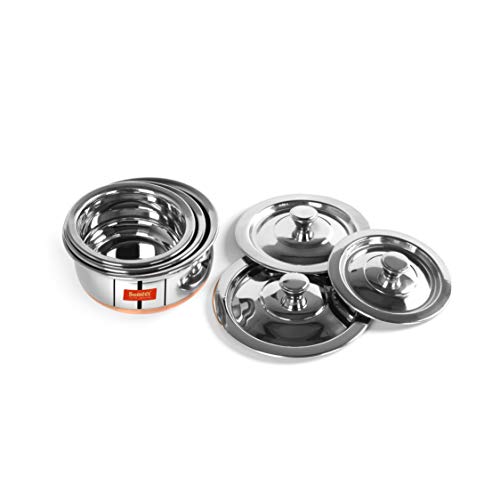 Sumeet Stainless Steel Copper Bottom Multipurpose Cook & Serve Handi With  Lid - 3 Pcs Set